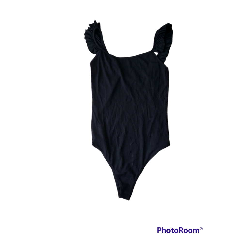 Black Zara Ribbed Bodysuit